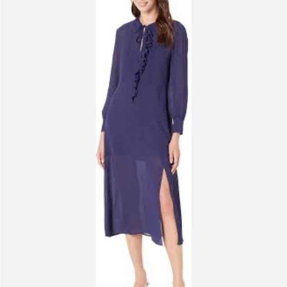 TED BAKER FAITHIY RUFFLE DRESS NAVY BNWT - Picture 1 of 14